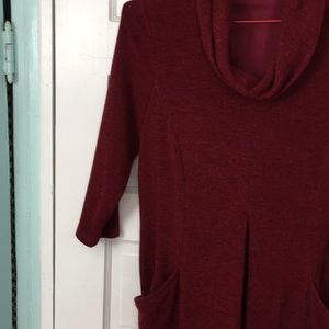 Coldwater Creek Wine Cowlneck knit dress Size L